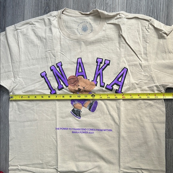 Inaka Powere Beige T-Shirt with Purple Graphic - Picture 4 of 6